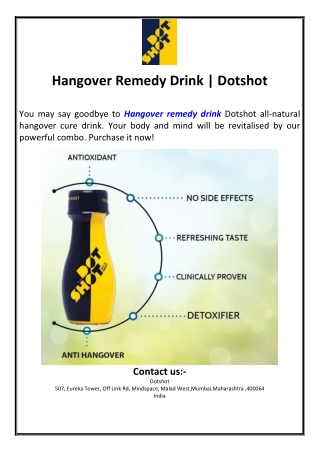 Hangover Remedy Drink | Dotshot