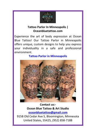 Tattoo Parlor In Minneapolis  Oceanbluetattoo.com