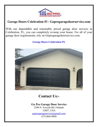 Garage Doors Celebration Fl - Goprogaragedoorservice.com