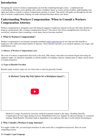 Understanding Workers Compensation: When to Consult a Workers Compensation Attor