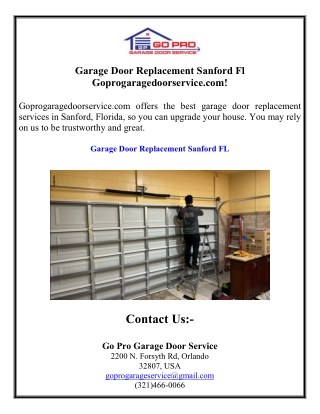 Garage Door Replacement Sanford Fl  Goprogaragedoorservice.com!