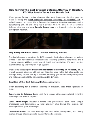 How To Find The Best Criminal Defense Attorney In Houston, TX: Why Zavala Texas Law Stands Out