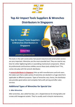 Top Air Impact Tools Suppliers & Wrenches Distributors in Singapore