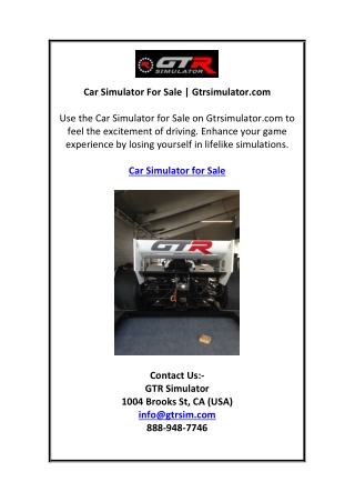 Car Simulator For Sale | Gtrsimulator.com