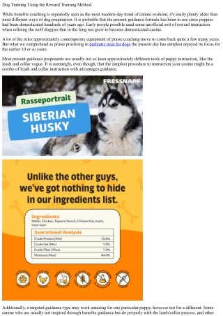 Dog schooling through the praise instruction technique