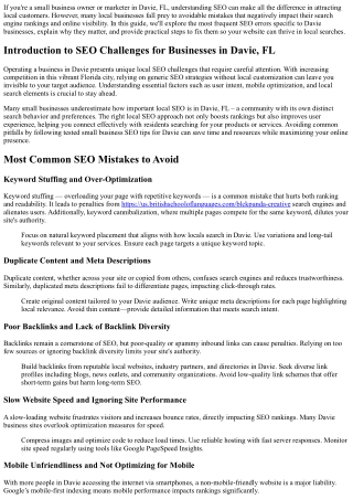 What Are Common SEO Mistakes to Avoid in Davie, FL?