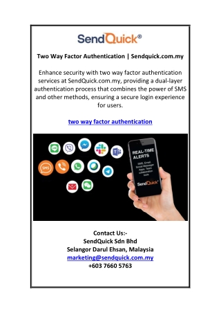 Two Way Factor Authentication | Sendquick.com.my