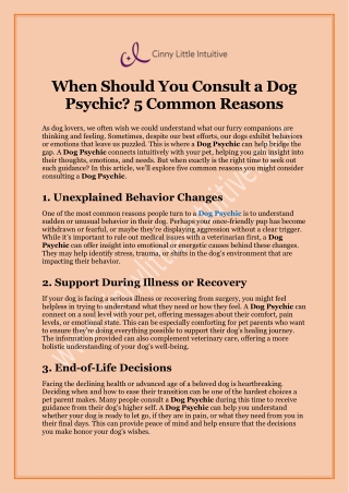 When Should You Consult a Dog  Psychic? 5 Common Reasons