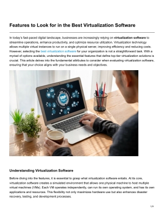 Features to Look for in the Best Virtualization Software