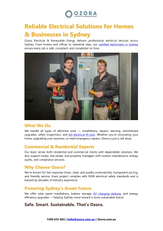 Reliable Electrical Solutions for Homes & Businesses in Sydney