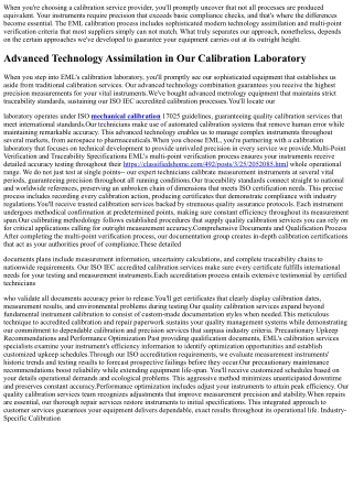 The EML Calibration Process: What Sets Our Precision Services Apart