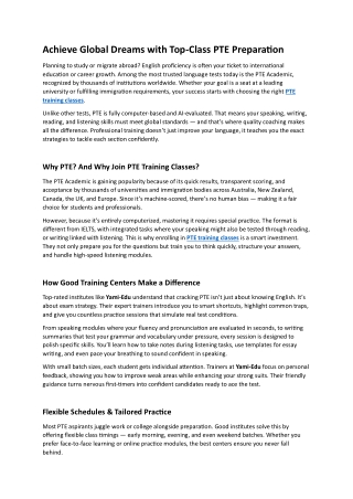 PTE training classes