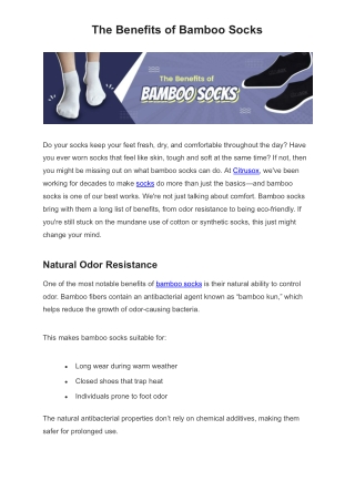 The Benefits of Bamboo Socks