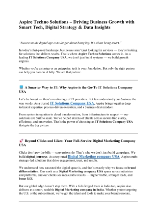 Aspire Techno Solutions – Driving Business Growth with Smart Tech, Digital Strategy & Data Insights