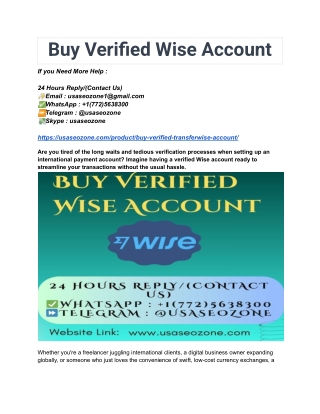 How To Buy A Verified Wise Account Safely In 2025