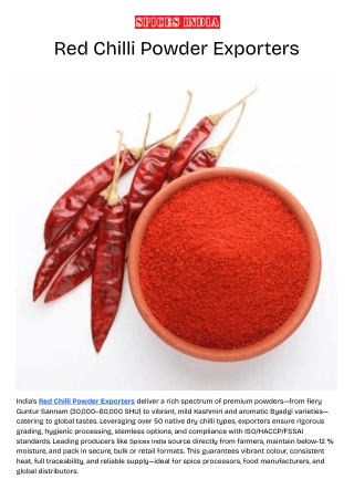 Red Chilli Powder Exporters