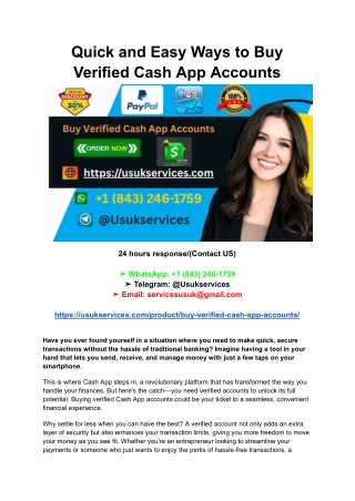 Quick and Easy Ways to Buy Verified Cash App Accounts