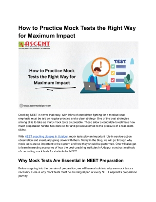 How to Practice Mock Tests the Right Way for Maximum Impact
