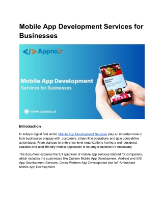 Mobile App Development Services for Businesses