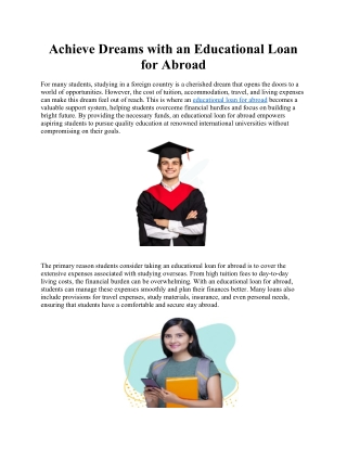 Achieve Dreams with an Educational Loan for Abroad