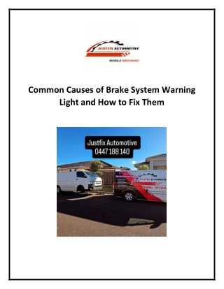 Common Causes of Brake System Warning Light and How to Fix Them