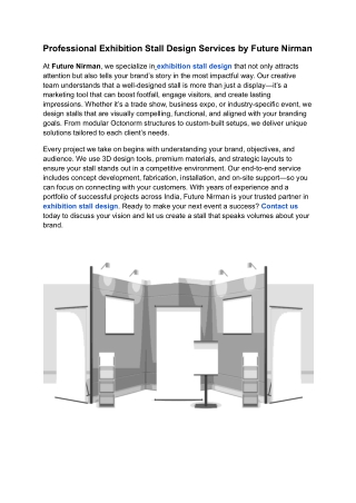 Professional Exhibition Stall Design Services by Future Nirman