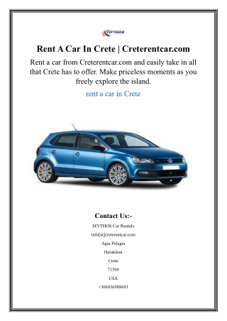 Rent A Car In Crete | Creterentcar.com