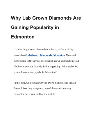 Why Lab Grown Diamonds Are Gaining Popularity in Edmonton