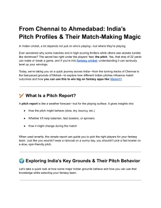 From Chennai to Ahmedabad: India’s Pitch Profiles & Their Match-Making Magic