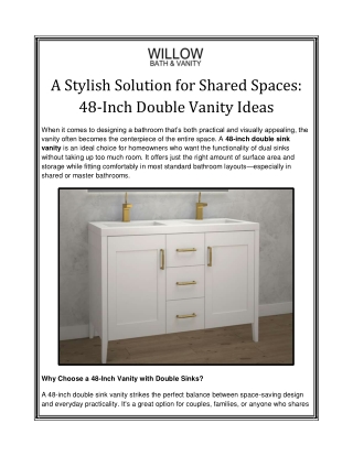 A Stylish Solution for Shared Spaces 48-Inch Double Vanity Ideas
