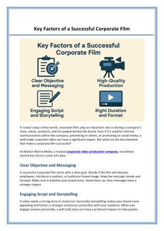 Key Factors of a Successful Corporate Film