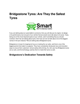 Bridgestone Tyres_ Are They the Safest Tyres