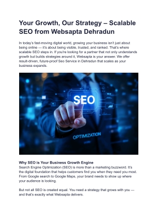 Your Growth, Our Strategy – Scalable SEO from Websapta Dehradun