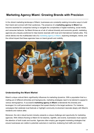 Marketing Agency Miami Growing Brands with Precision