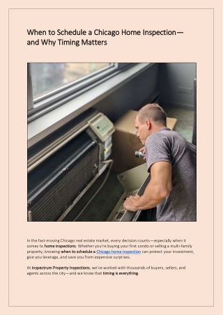 When to Schedule a Chicago Home Inspection—and Why Timing Matters