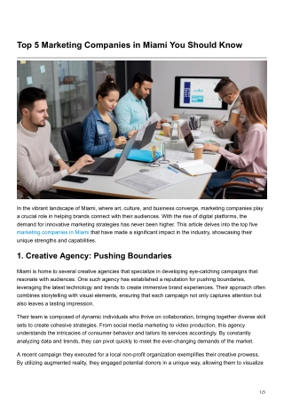 Top 5 Marketing Companies in Miami You Should Know