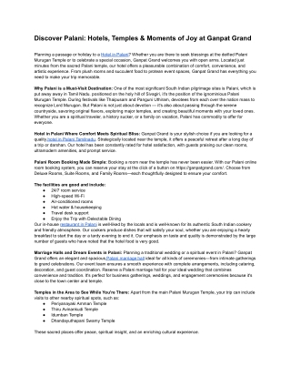 Discover Palani_ Hotels, Temples & Moments of Joy at Ganpat Grand