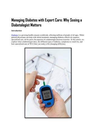 Struggling with Diabetes? Expert Diabetologist Help is Just a Call Away!