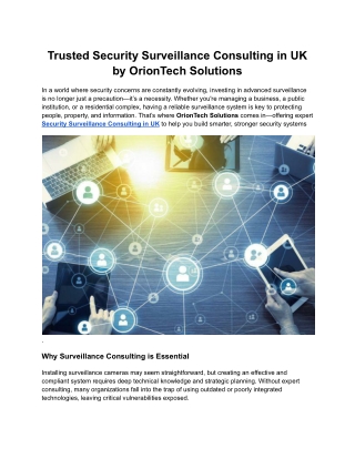 Trusted Security Surveillance Consulting in UK by OrionTech Solutions
