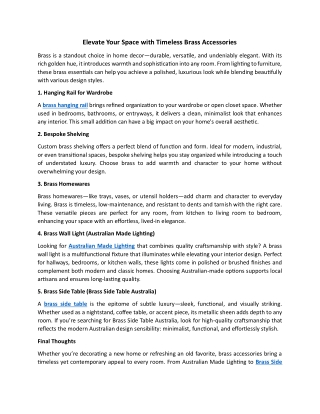 Elevate Your Space with Timeless Brass Accessories