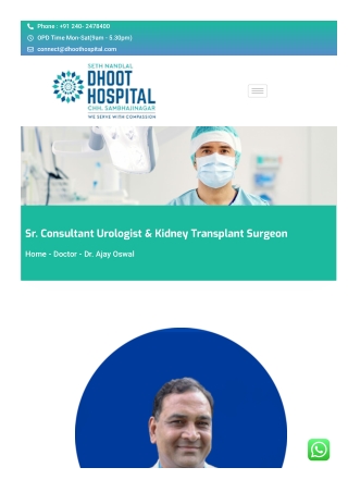 Consult the Best Kidney Doctor in Aurangabad at Dhoot Hospitals