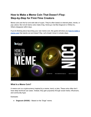 How to Make a Meme Coin That Doesn’t Flop_ Step-by-Step for First-Time Creators