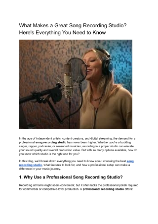 What Makes a Great Song Recording Studio? Here's Everything You Need to Know