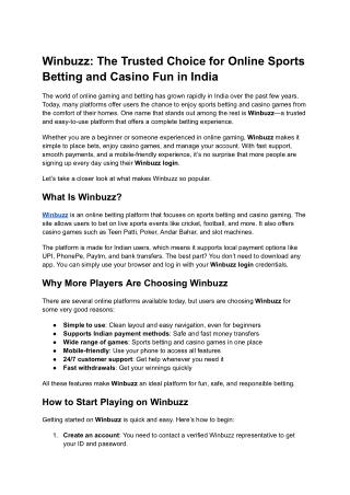 Winbuzz_ The Trusted Choice for Online Sports Betting and Casino Fun in India