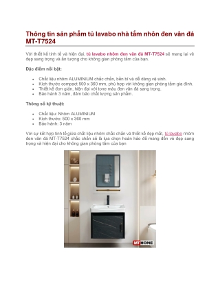 Tủ Lavabo Nhà Tắm Nhôm Đen Vân Đá 50cm MT-T7524