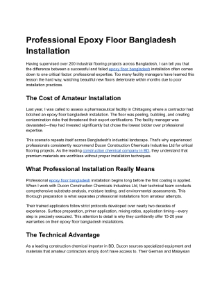 Professional Epoxy Floor Bangladesh Installation