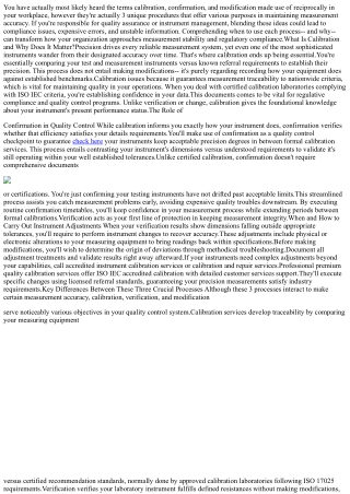 Understanding the Distinction Between Calibration, Confirmation, and Adjustment