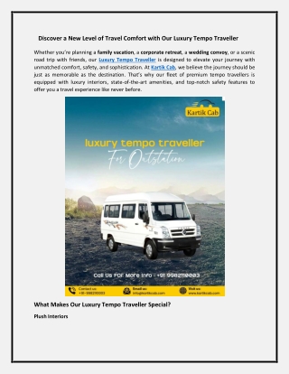 Discover a New Level of Travel Comfort with Our Luxury Tempo Traveller