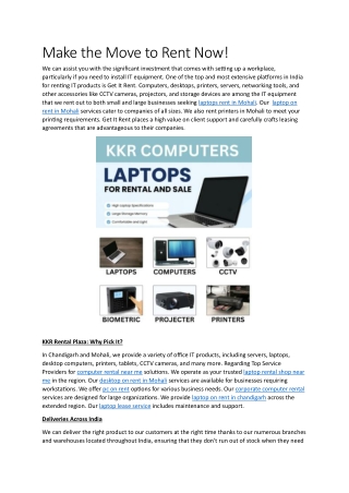 Make the Move to Rent Now