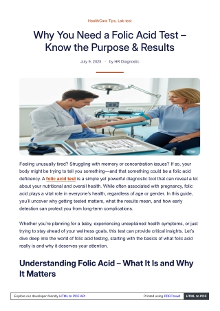 Why You Need a Folic Acid Test – Know the Purpose & Results